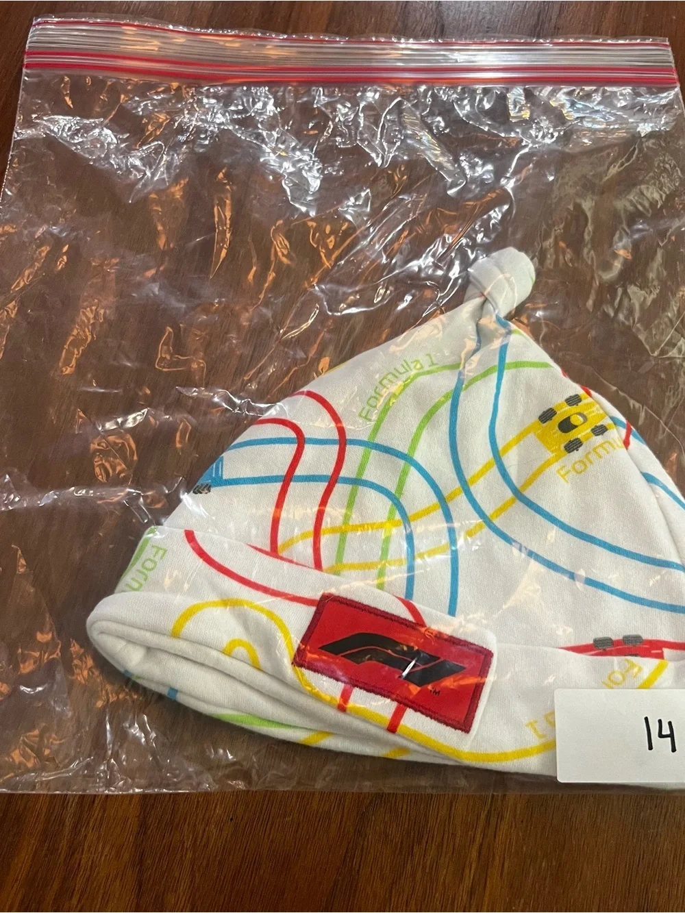 Formula 1 Cars Knot Beanie with Multicolor Track Print 9-12 Month